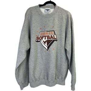 Vintage Heavyweight Lee Gray Sweatshirt Virginia Tech Hokies Softball Size XL
